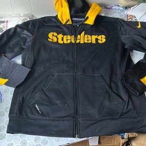 Nike NFL Large Therma-Fit Black Yellow Pittsburgh Steelers Zip Up Jacket